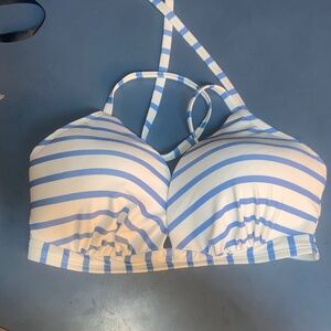 Shade & Shore Blue and White Striped Bikini Top